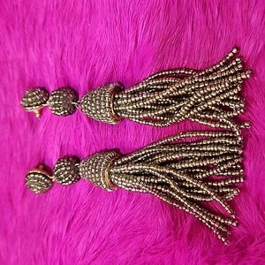 BAUBLEBAR SILVER GRAY BEADED FRINGE PIERCED‎ EARRINGS